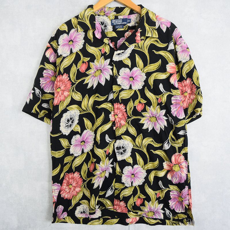 ポロ ラルフローレン 開襟 ループカラー 半袖 アロハ 総柄 クレイトン