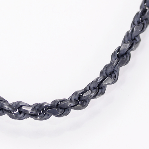 a1525-20-70 ブラック(燻し)カットフレンチロープチェーンネックレス