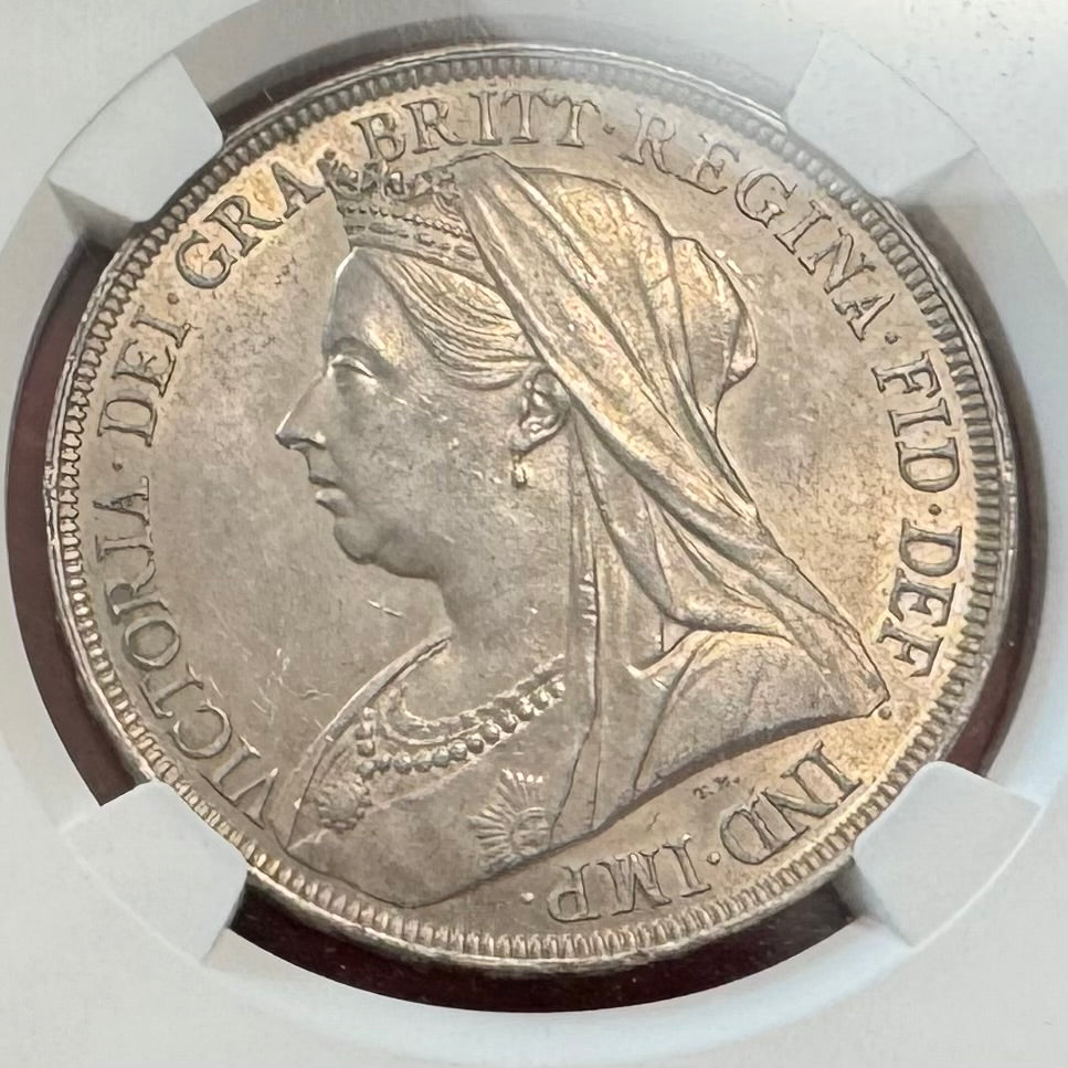 1897年 英国🇬🇧 ヴィクトリア女王 ヴェールヘッド クラウン銀貨 NGC