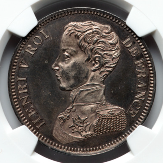 1831年 フランス🇫🇷 アンリ5世 パターン 5フラン銀貨 NGC MS62