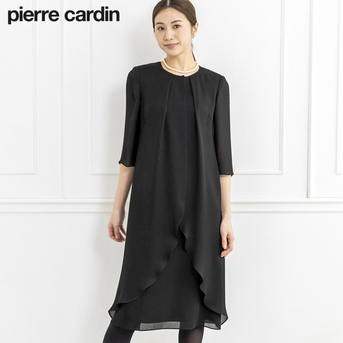 花びらフォルムのフォーマルワンピース 13号・ブラック｜東京