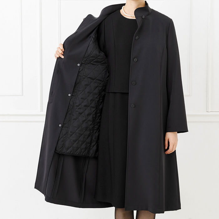 ライナーつき合繊素材のコート L・ブラック｜東京ソワールオンライン