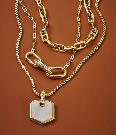 Heritage D-Link Gold-Tone Stainless Steel Chain Necklace