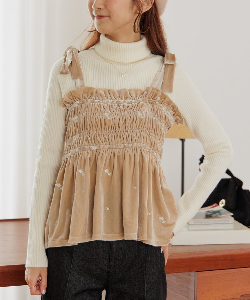 50%OFF】velour embroidery bustier～ﾍﾞﾛｱｴﾝﾌﾞﾛｲﾀﾞﾘｰﾋﾞｽﾁｪ | flower
