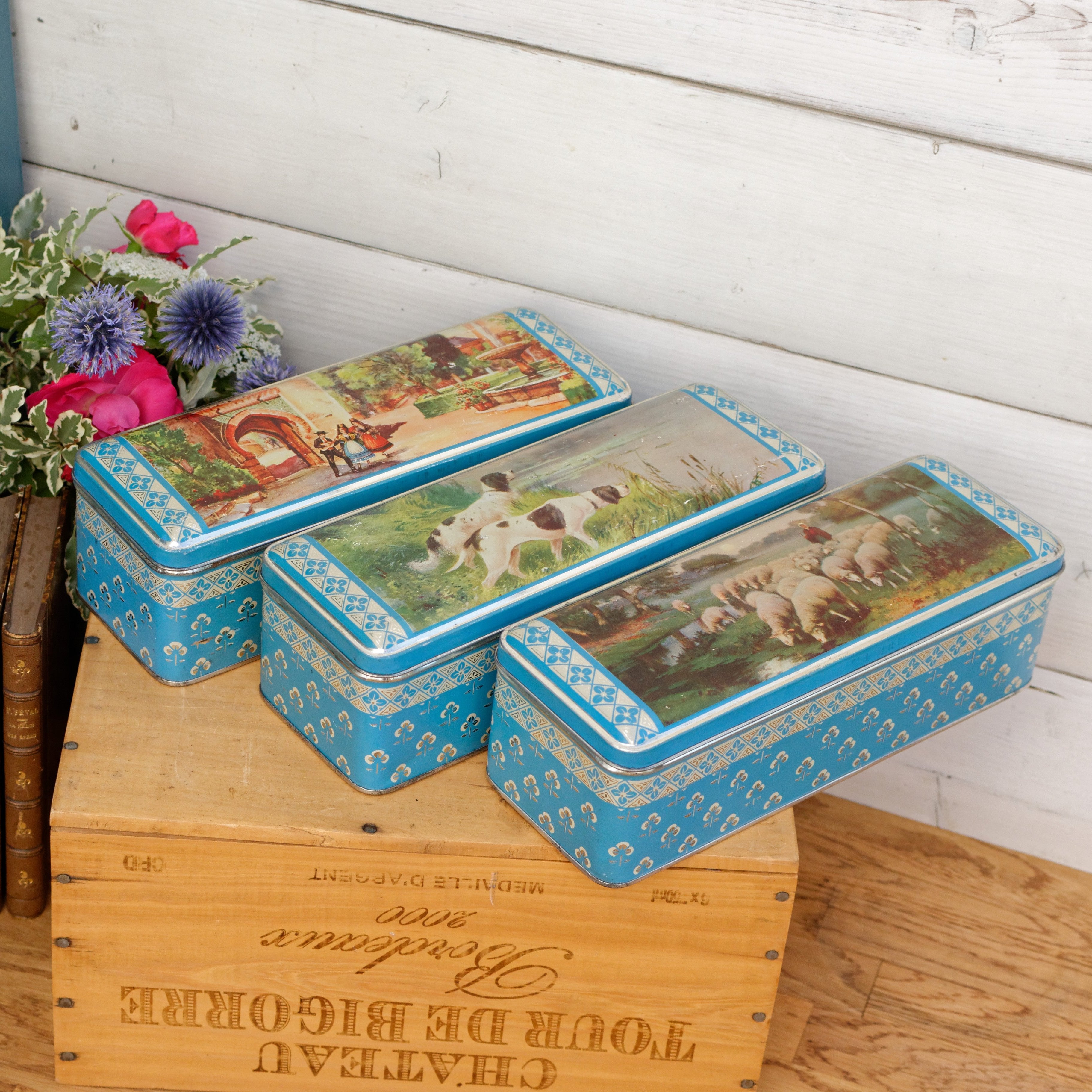 French Vintage Collectible Aluminum Metal Advertising Hinged Tin