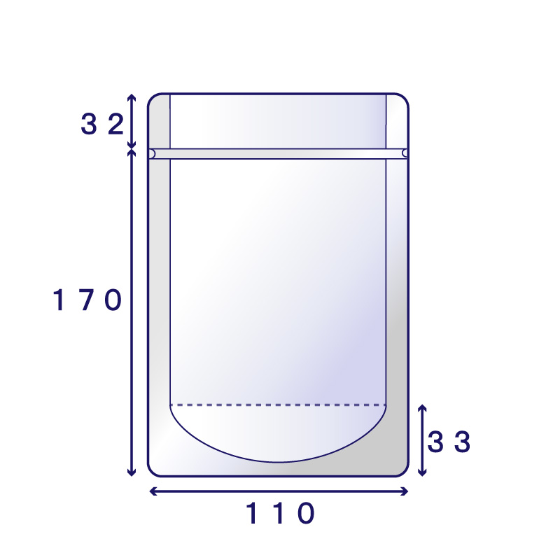 AL-11 アルミ チャック付スタンド袋 （110×170㎜）50枚入り | OPP