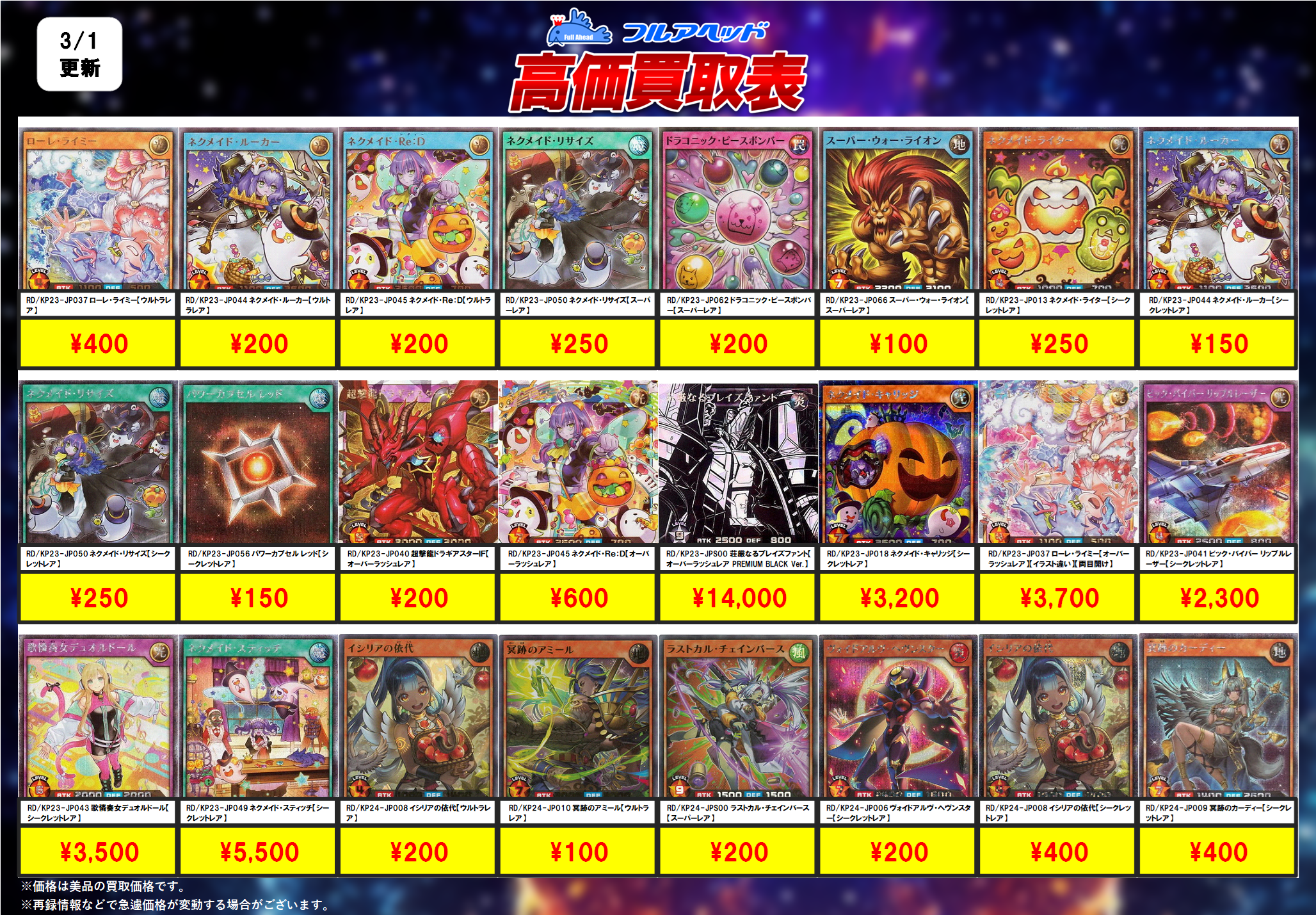 遊戯王ラッシュデュエル – 【フルアヘッド】高価買取表