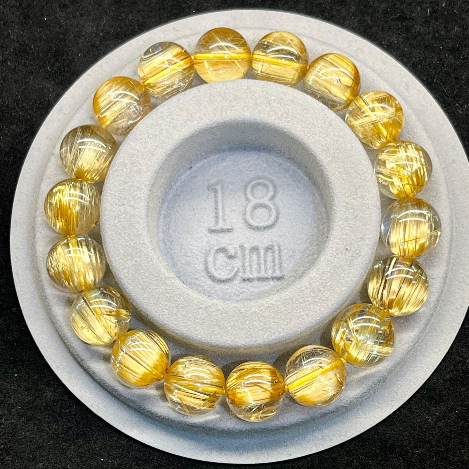 天然石ブレスレット 最高品質キャッツアイルチルクォーツ 12mm 18.5