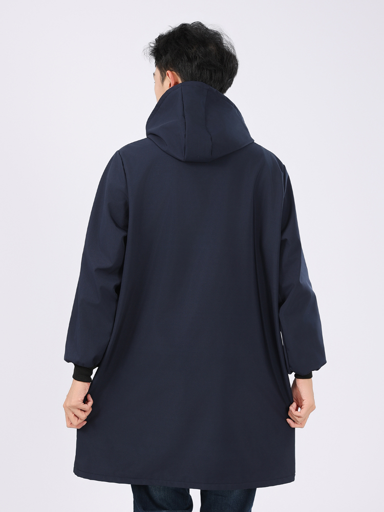 作業着 フード付きロングコート軽量×シンプルで冬のカジュアルスタイル