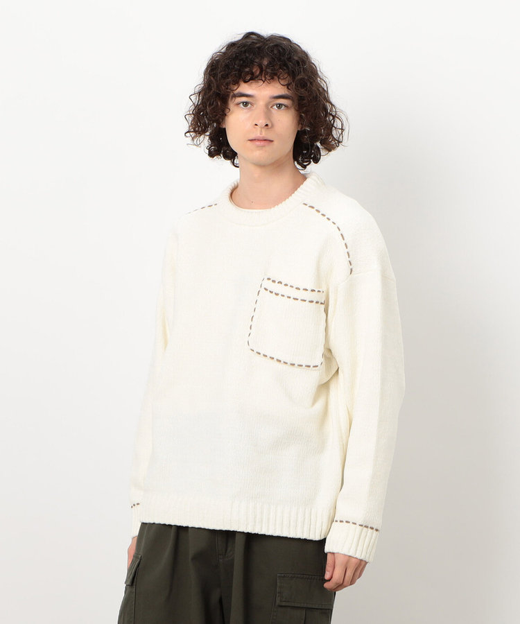 ハンドステッチプルオーバー（55-41KI35-204）｜パープル&イエロー