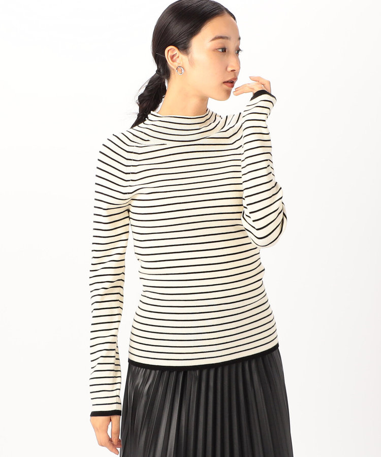 ベーシックリブ ボーダー ハイネックニット（12-74KI06-204