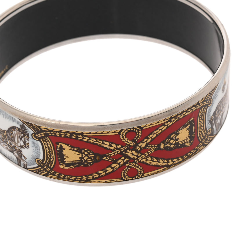 エルメスエマイユ GM バングル 馬柄 レッド/ゴールド レディース