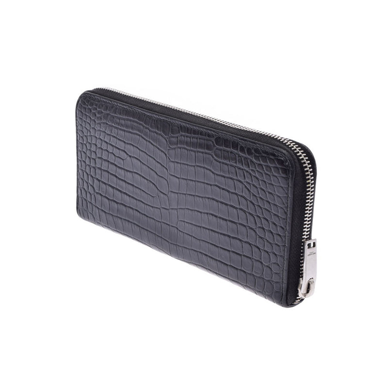 サンローランジップアラウンドウォレット 黒 シルバー金具 ユニ