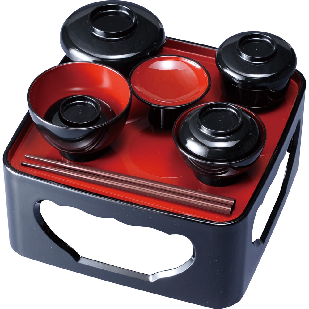 紀州塗り 仏膳セット 日本製 5.5寸 16.5cm 茜 仏器膳セット 黒内朱（椀