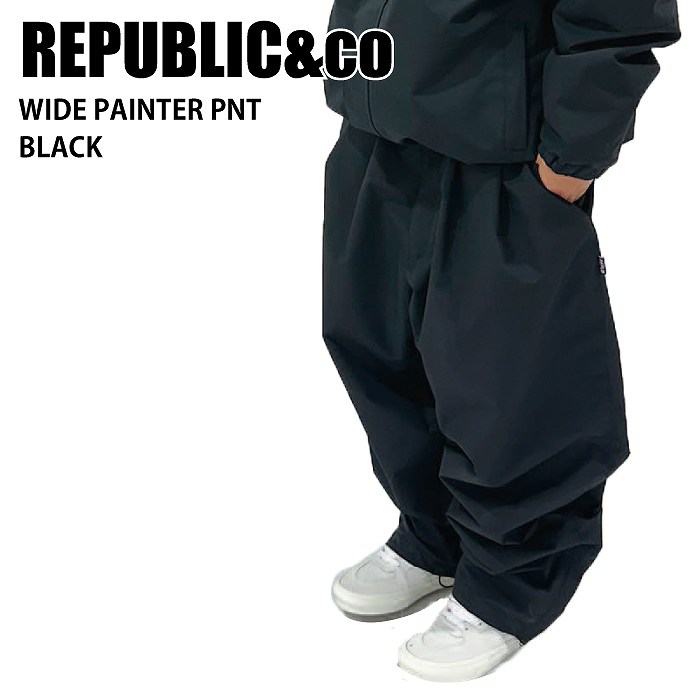 REPUBLIC&CO リパブリック WIDE PAINTER PANTS Black 24-25 ウエア