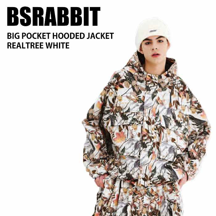 BSRABBIT ビエスラビット BIG POCKET HOODED JACKET REALTREE WHITE 24