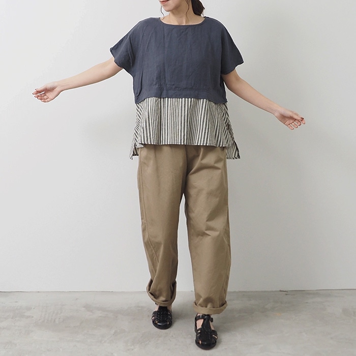 NARU(ナル) 60フレンチリネン×30シーチングストライプ レイヤードPO