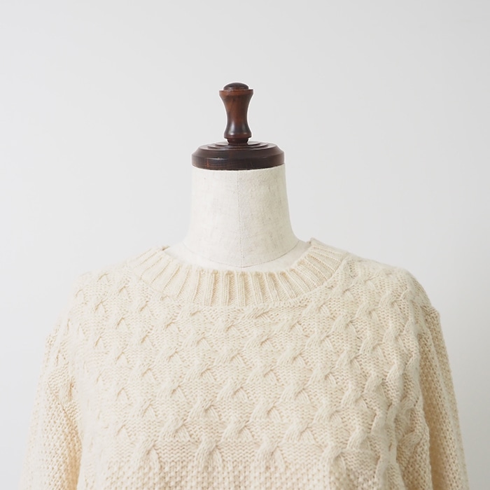 NARU(ナル) ミラノラム アンティークバスケット柄バイカラーニット