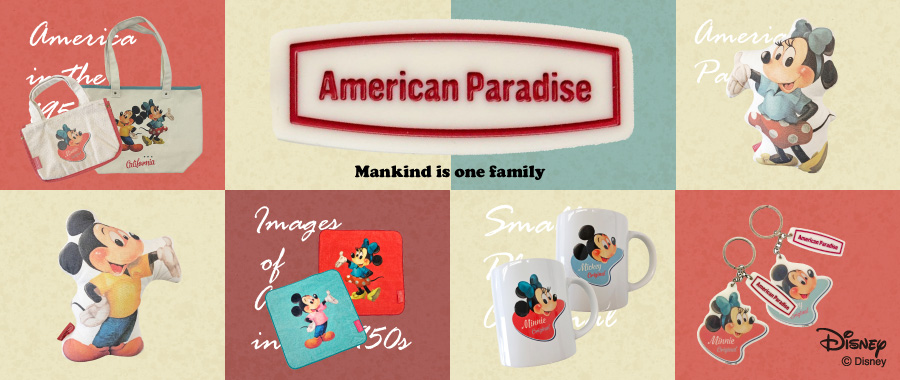 公式] Disney American Paradise フラットポーチ ミッキー＆ミニー