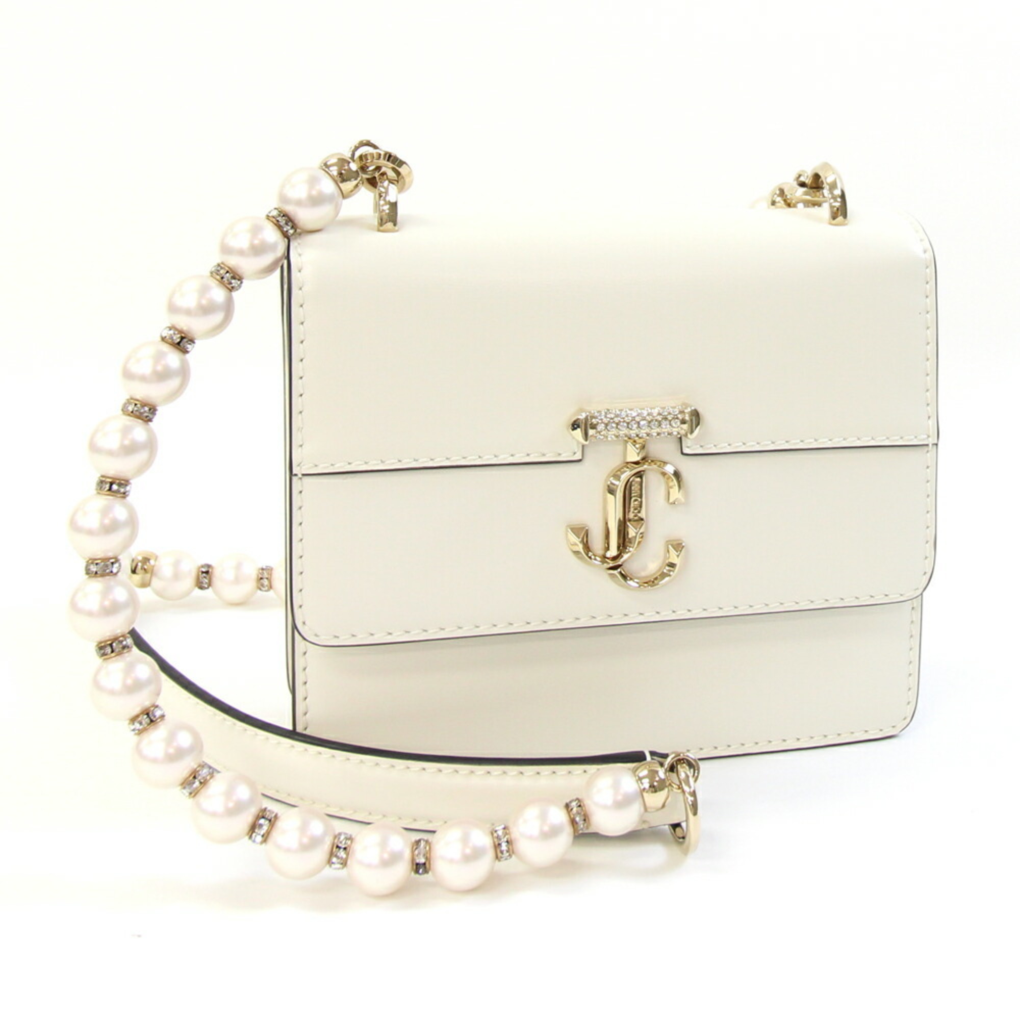 Jimmy Choo Avenue Quad XS Shoulder Bag, Off-White Leather with