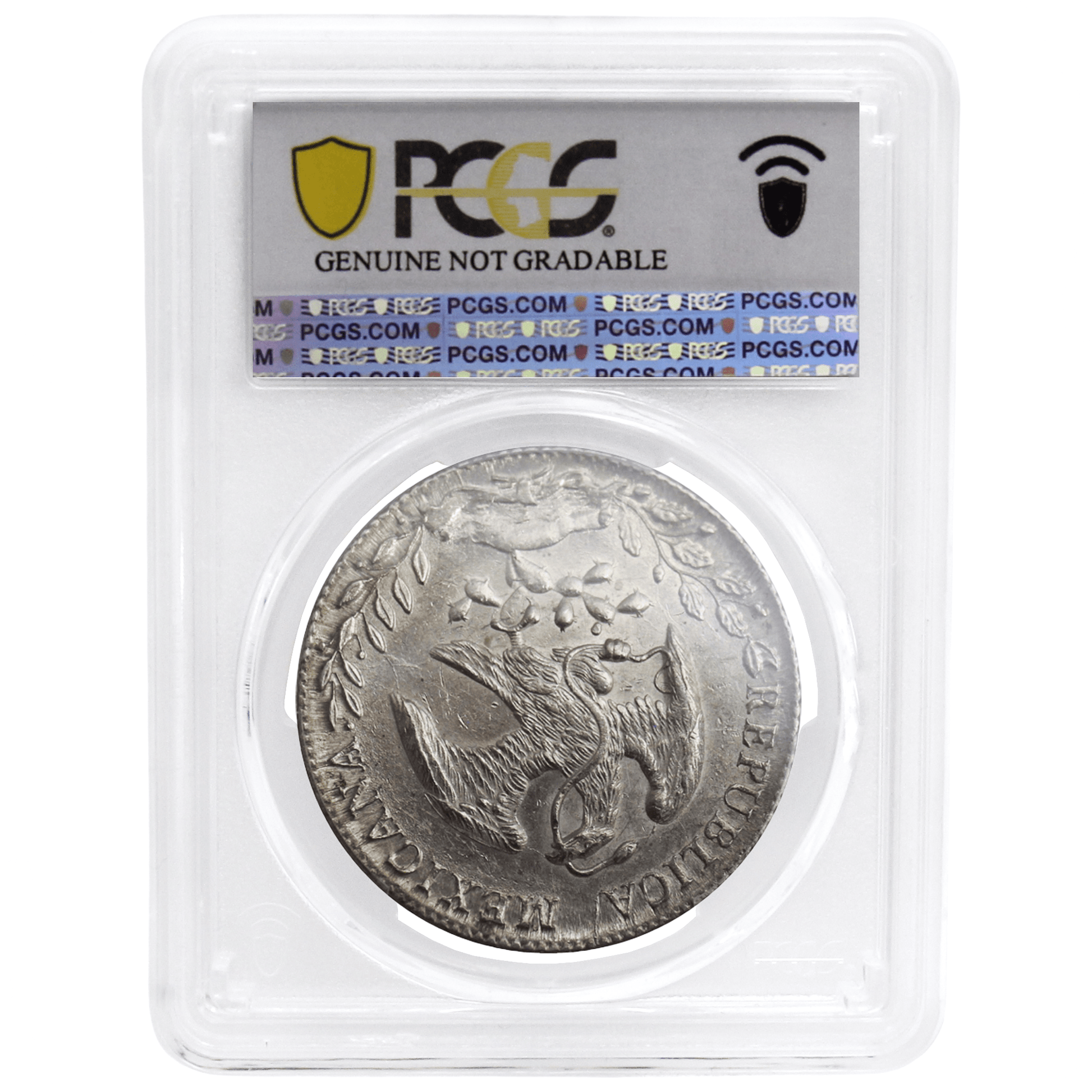 PCGS Genuine Cleaned-AU Detail Mexico Republic Silver Coin
