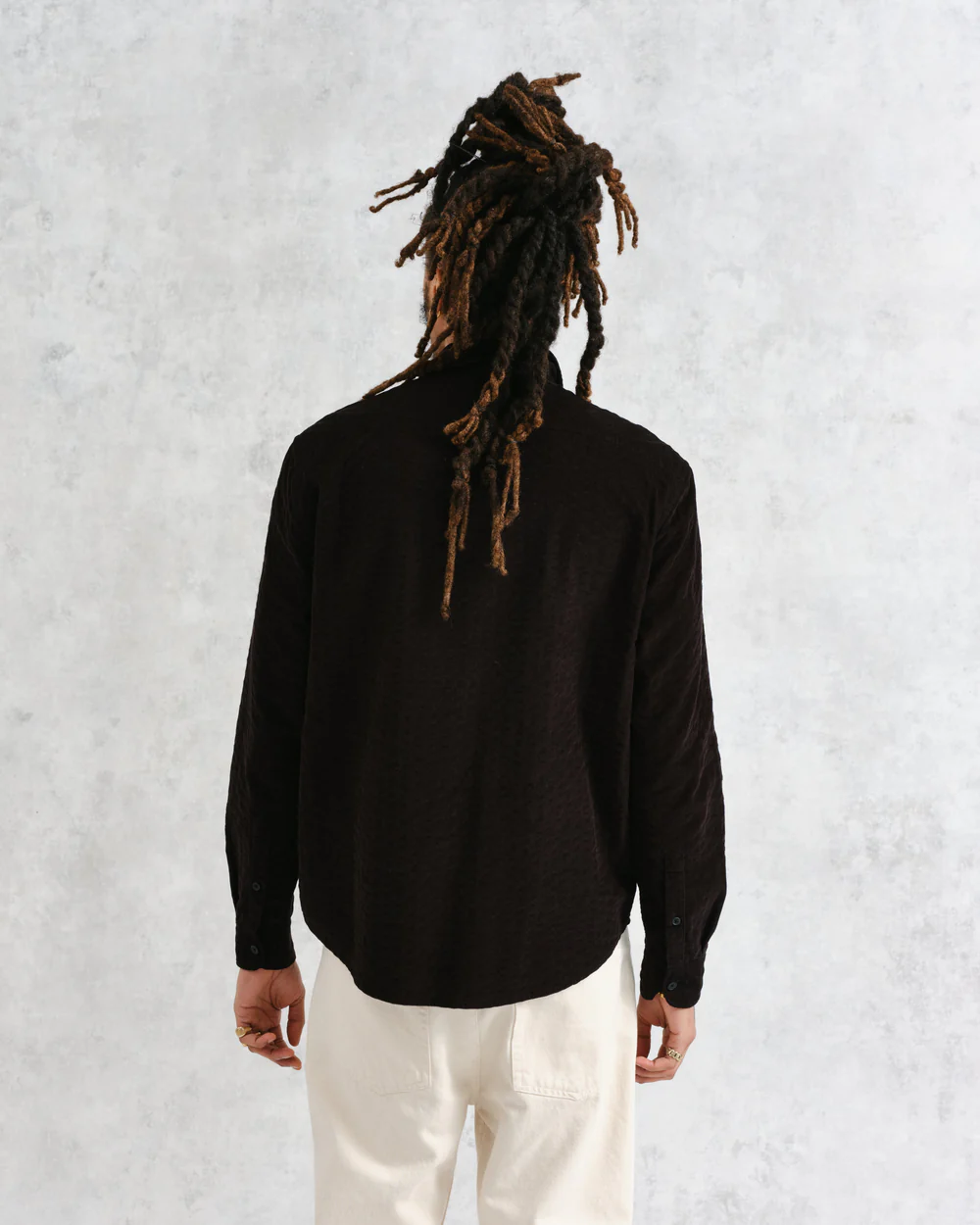 シェリーシャツ シアーサッカーコード (BLACK)
