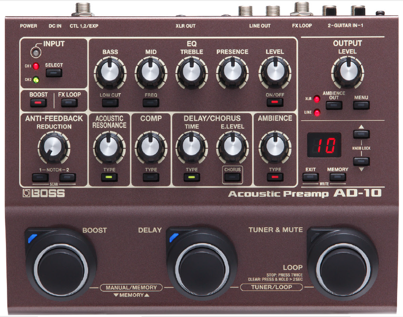 エレアコ用プリ】BOSS アコギの音作りがこの一台で完結する “AD-10