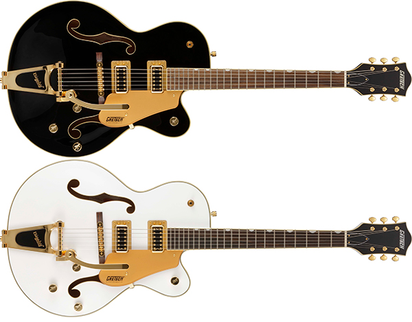 エレキギター】Gretsch ブラック&ホワイトボディにゴールドパーツを