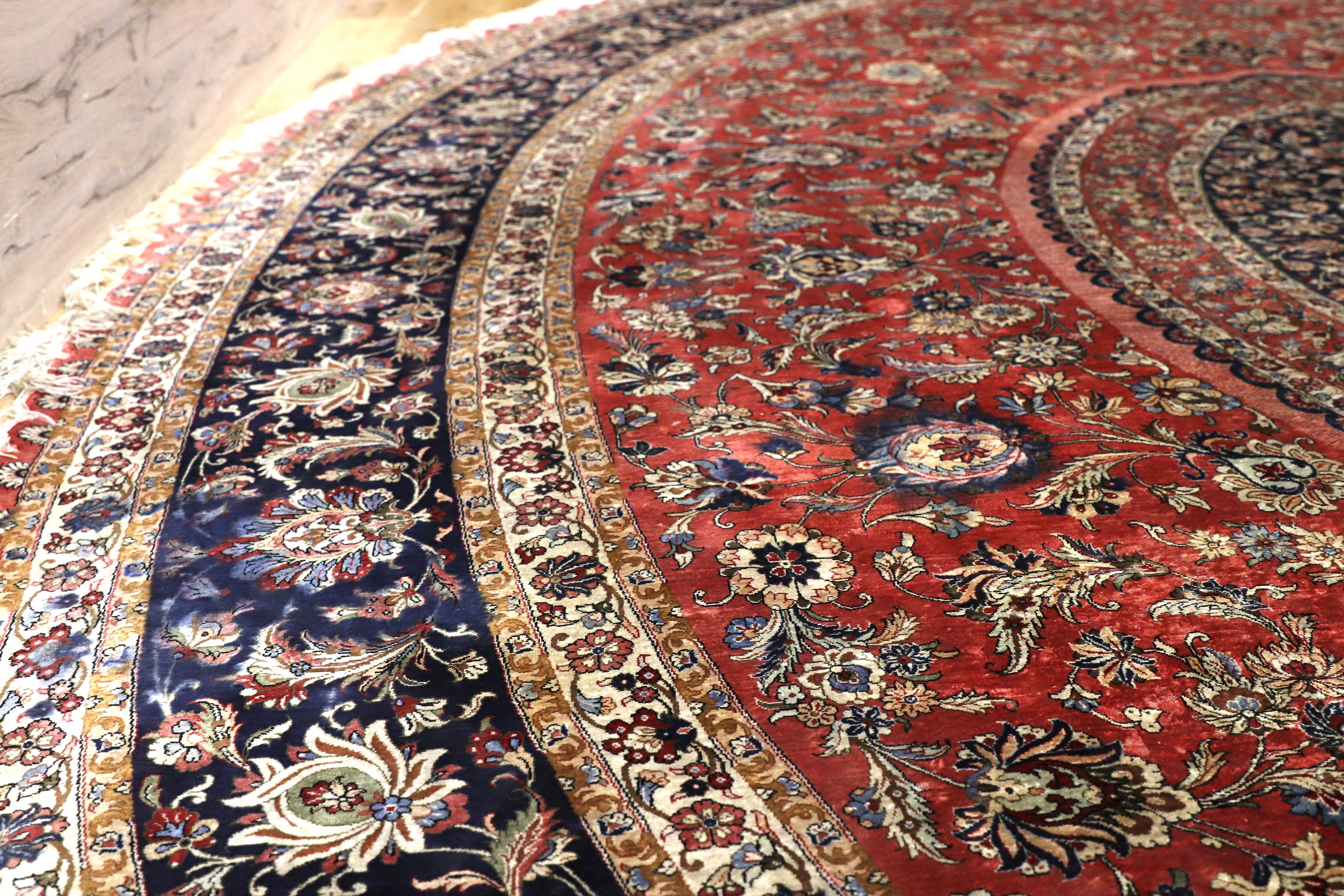 GMIK185○最高級 ペルシャ絨毯 シルク 手織り カーペット ラグ