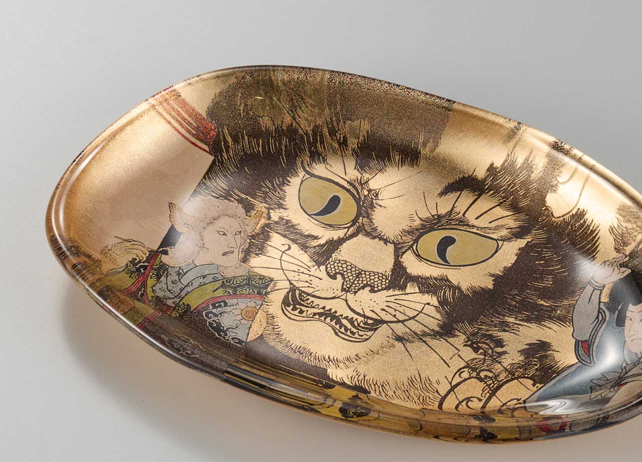 芝山象嵌、天然素材 漆器トレイ 金箔装飾 芝山象嵌、天然素材 漆器