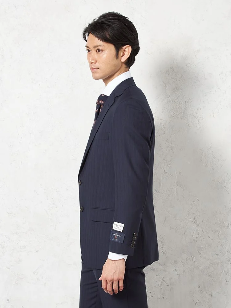 D．ブラウン 【ウール100％】スーツ 2つボタン Zegna生地 裏地