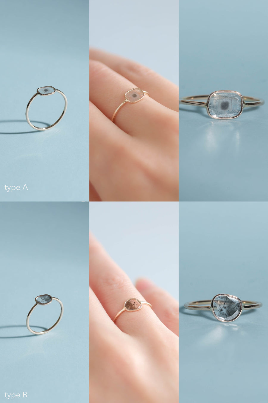 サイズオーダー スライスダイヤモンドリング 18K |天然石 デザイン