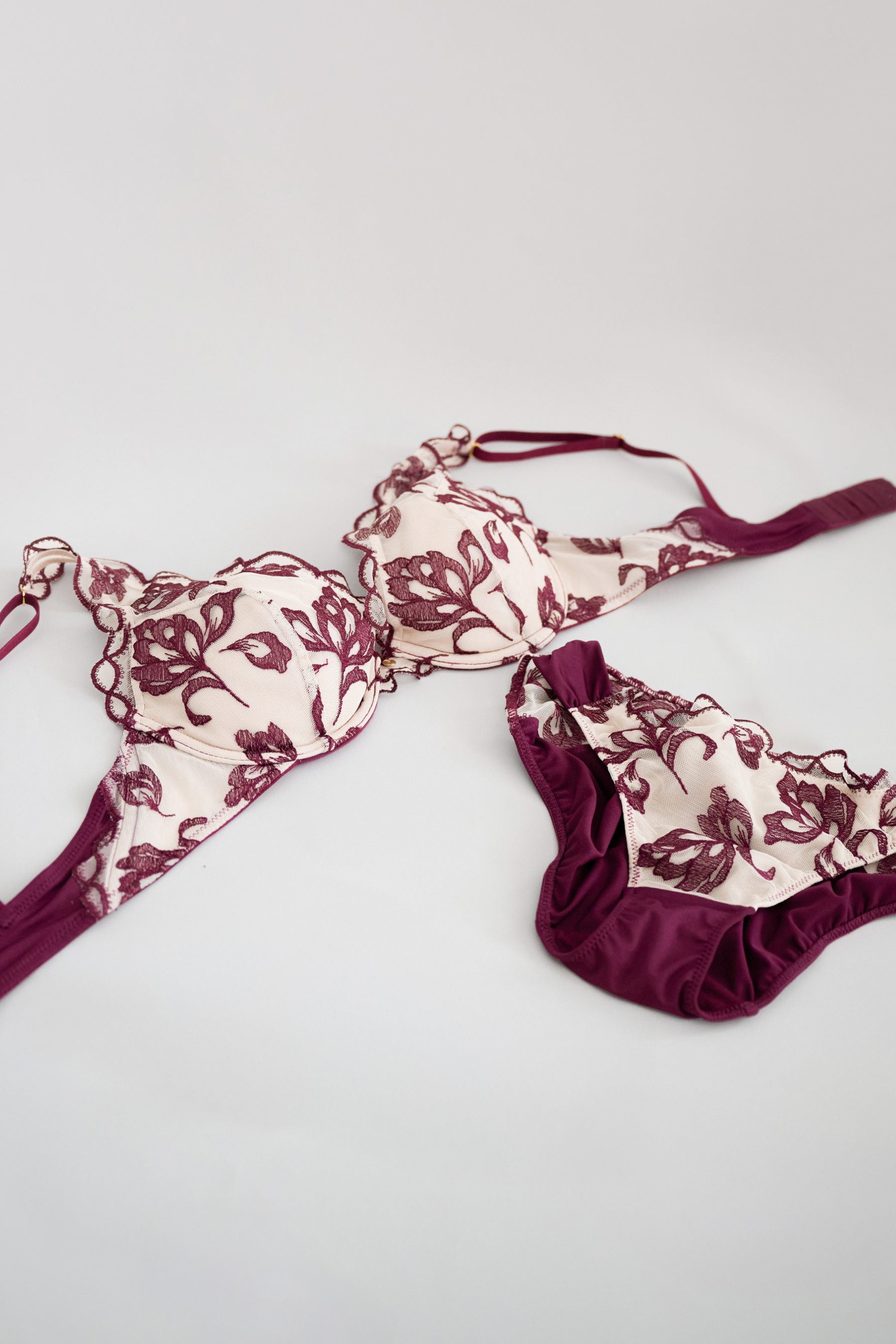 garnet】Magnolia Tulle Lace Bra Set
