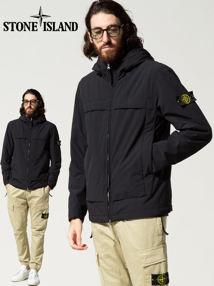 STONE ISLAND ストーンアイランド メンズ 袖ロゴ フード ソフトシェル