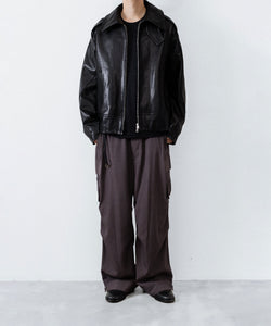 ANTHEM A / アンセムエー】LAMB LEATHER MILITARY BLOUSON - BLACK