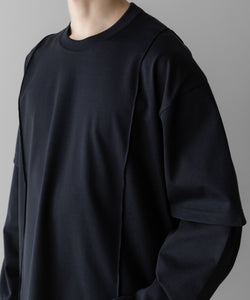 ssstein / シュタイン】OVERSIZED LAYERED SLEEVE TEE - DARK NAVY