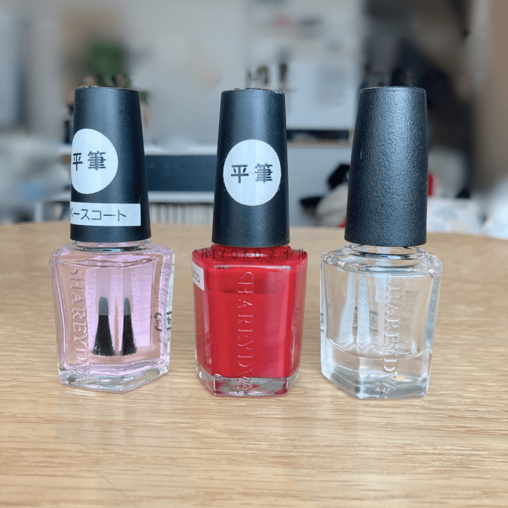 ネイル検定3級・ジェルネイル検定初級の赤ポリッシュ、メーカー3種使い