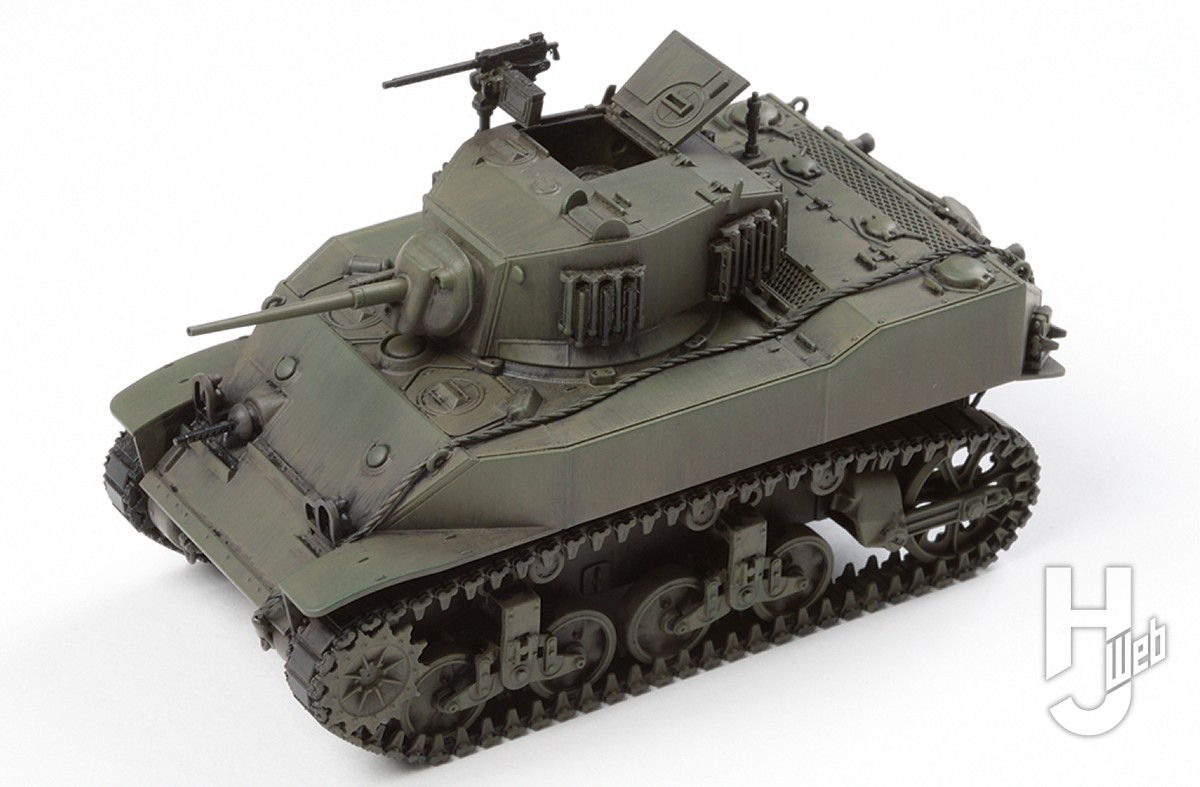 タミヤ の「1/48 アメリカ軽戦車 M5A1 スチュアート」を組み立てた状態