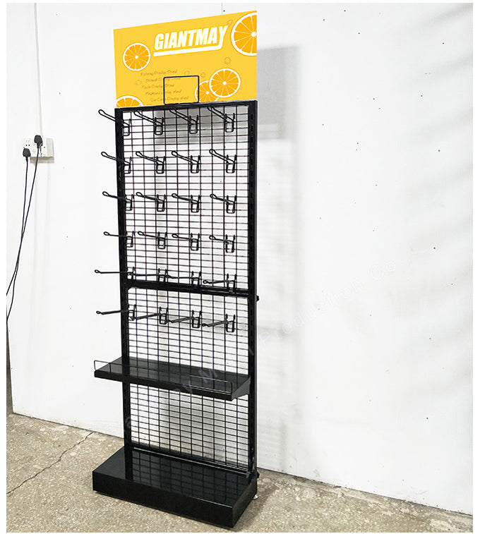 ウォールシェルフ・壁面什器 スチール製メタルグリッドネット什器 壁面