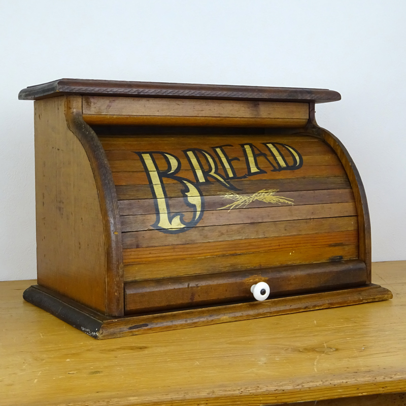 ヴィンテージ 木製 ロールトップ ブレッド ボックス | アンティーク