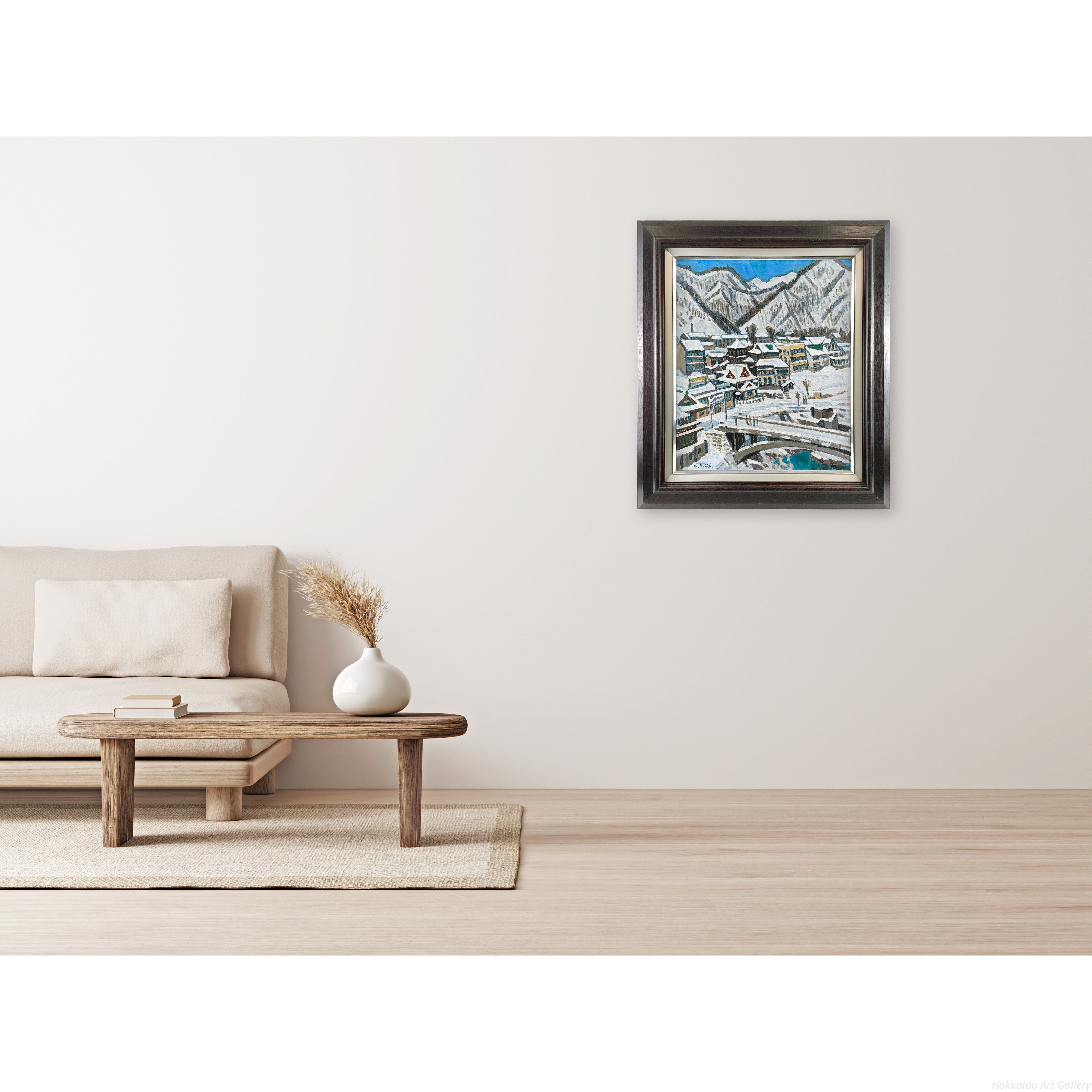 一木万寿三 『雪の定山渓』 油彩画 - 北海道画廊