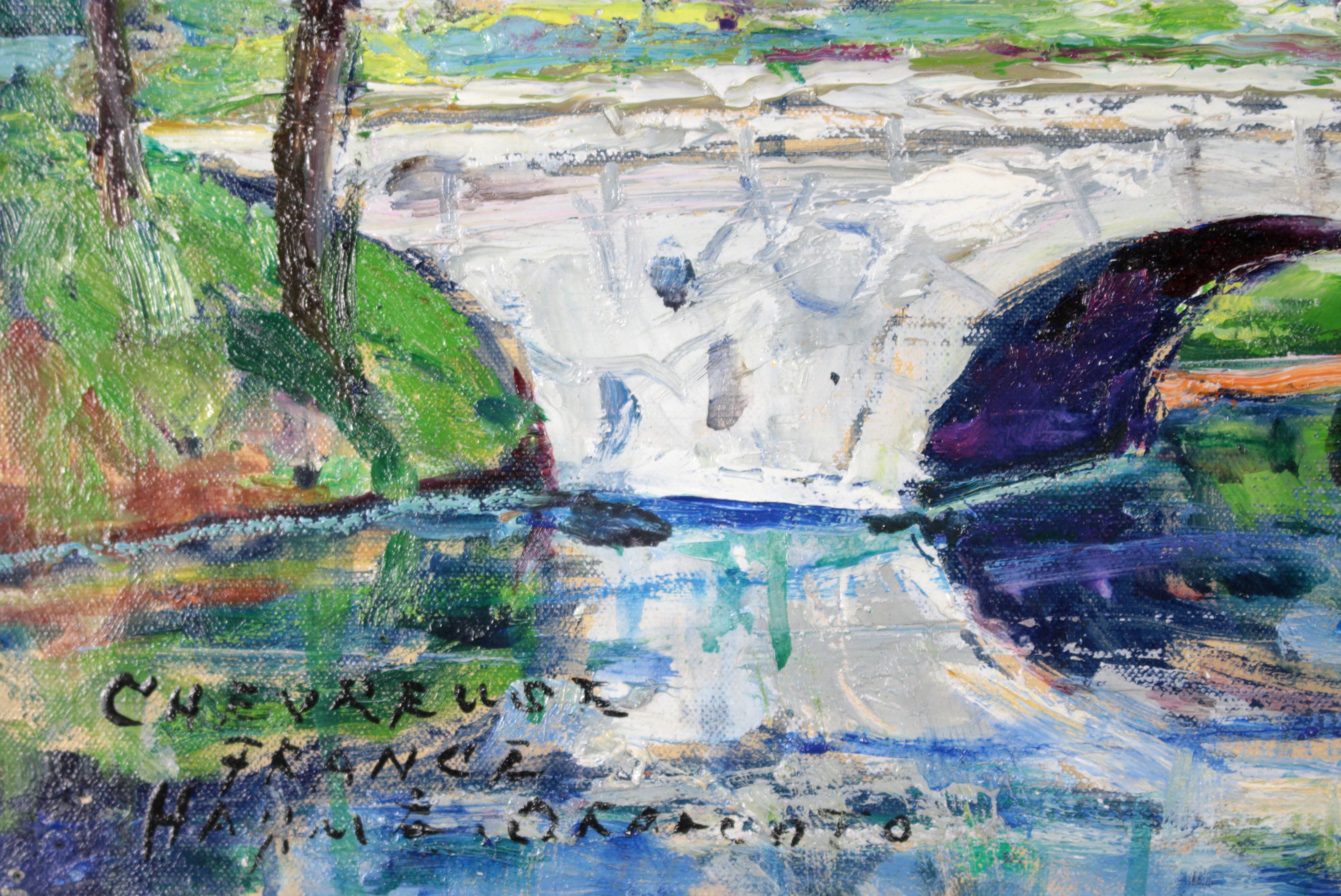 岡本 肇 『パリ郊外シュブルーズ』 油彩画 - 北海道画廊