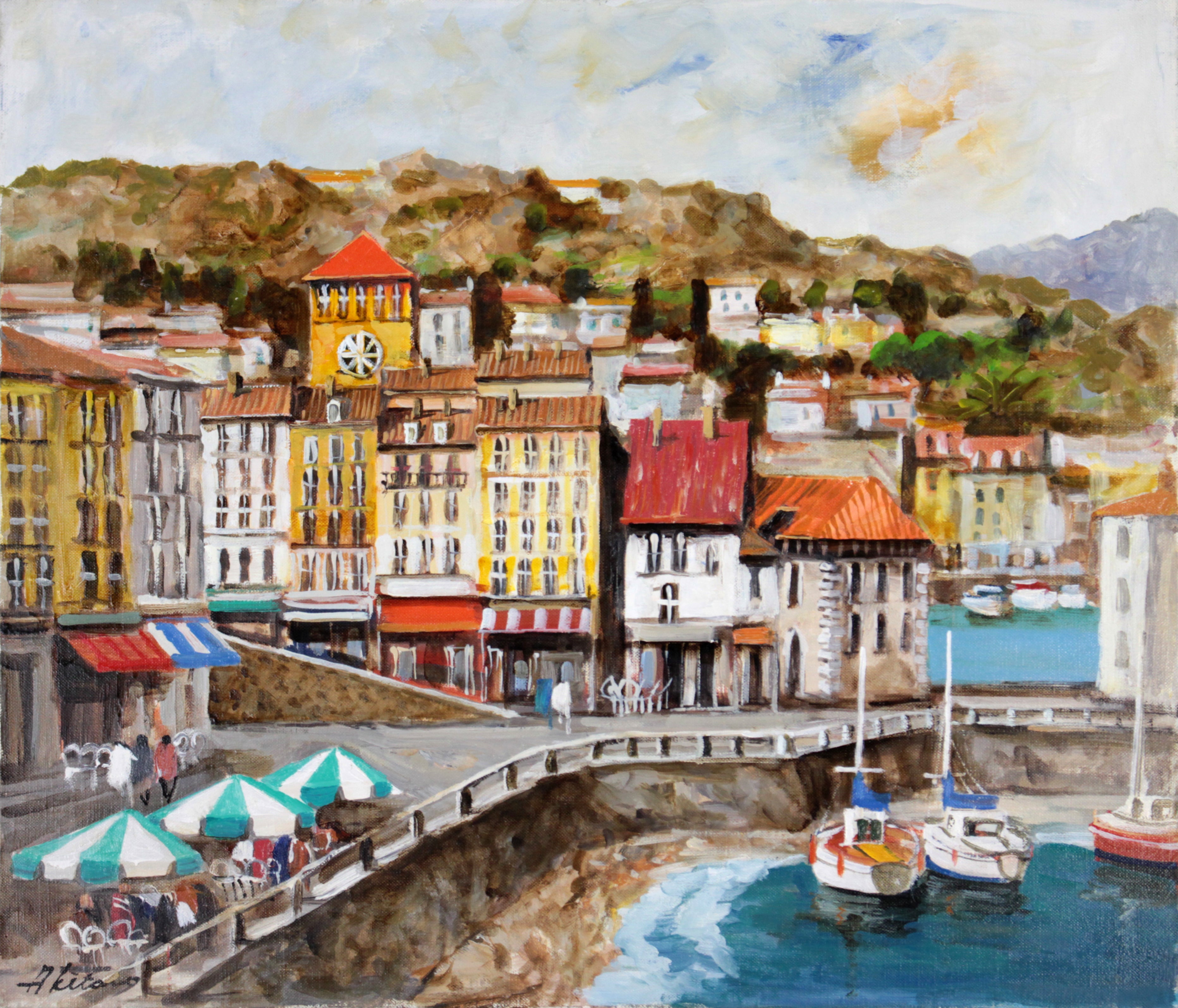 北野明信 『クディジェイロ港』 油彩画 - 北海道画廊