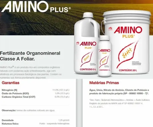 Aminoplus 20 Litros Fertilizante Ajinomoto Foliar Feti | MercadoLivre