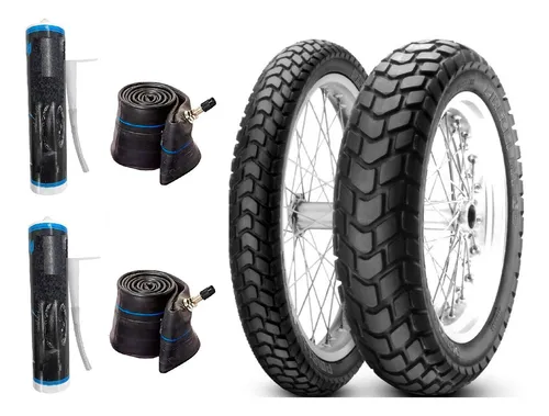 Par Pneu Shi 175 110/90-17 + 90/90-19 Mt60 + Selante Camara