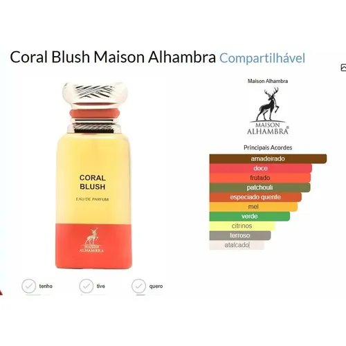 Perfume Coral Blush Maison Alhambra Edp 80ml | Frete grátis