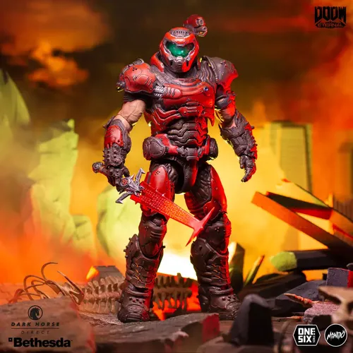 Action Figure Doom Eternal Boneco Doom Slayer Mondo Crimson
