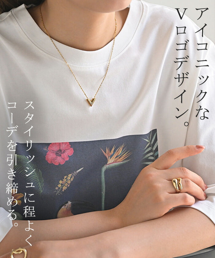 ネックレス V字 ロゴ モチーフ レディース アクセサリー チェーン