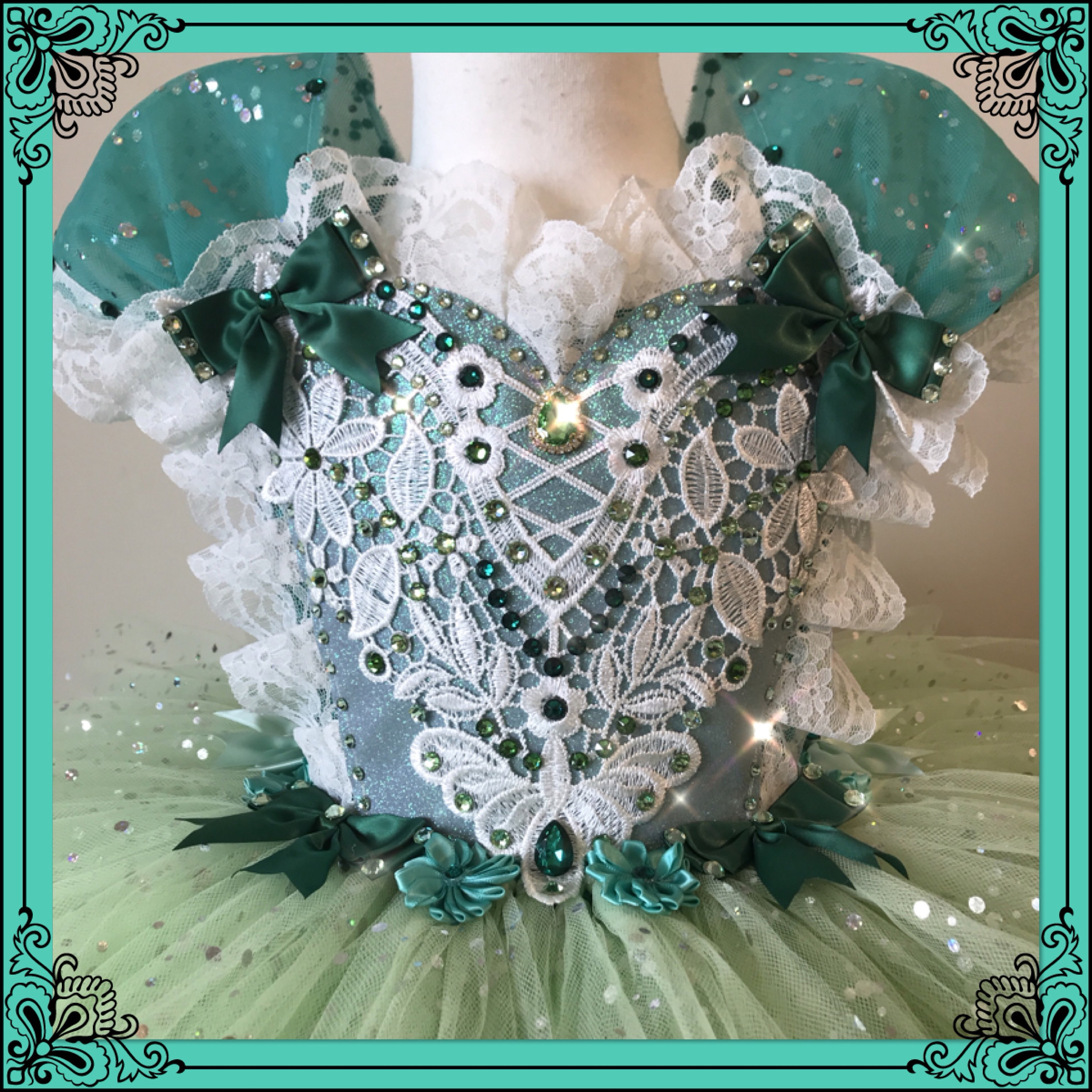 Beautiful Mint Green Emerald Princess Ballerina Fairy Tutu Dress