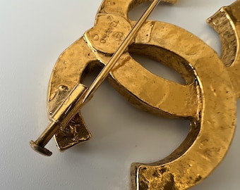 CHANEL Vintage Crystal Logo Brooch - Etsy